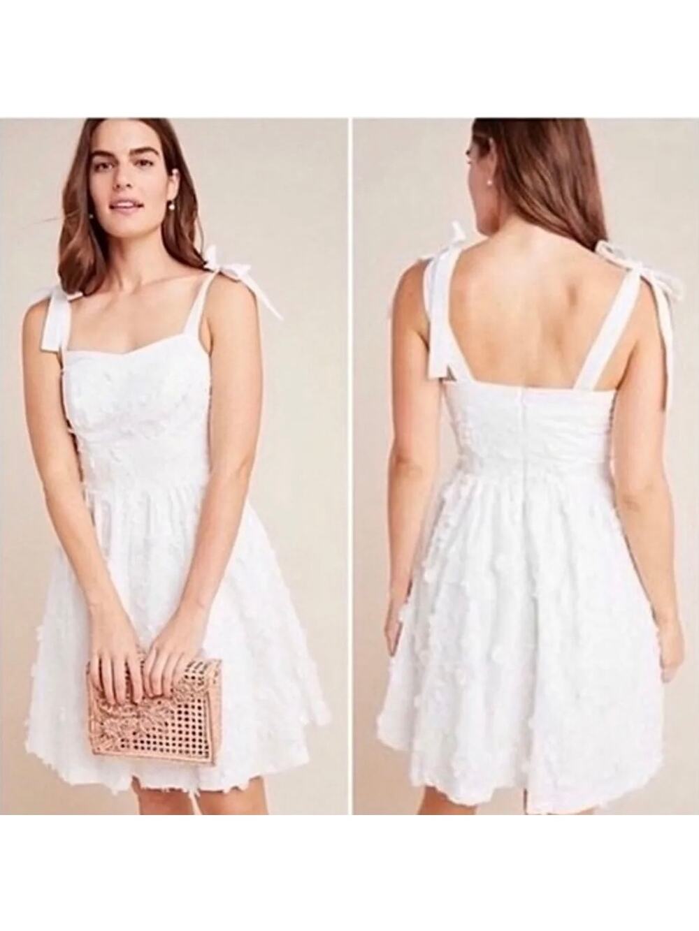 NEW Anthropologie Gal Meets Glam White Floral Mini Dress